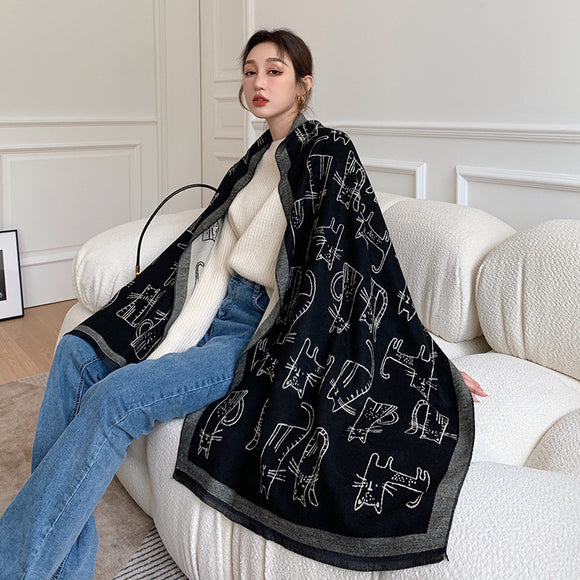 Pañoleta Larga Estampada de Imitación Cashmere para Mujer