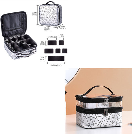 Bolsa Cosmética Cuadrada Impermeable Gran Capacidad con Diseño Diamante