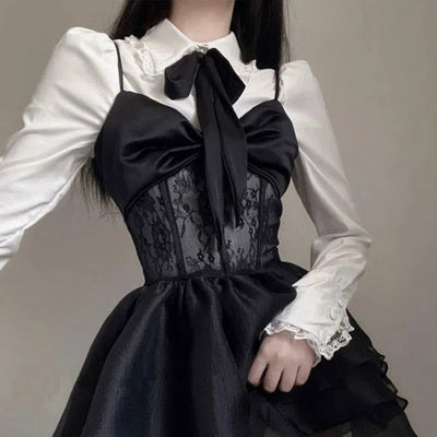 Vestido Camisero de Encaje con Cuello Halter para Mujer - Image 3