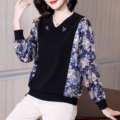 Blusa Tejida Corta Estilo Occidental con Estampado Elegante - Image 2