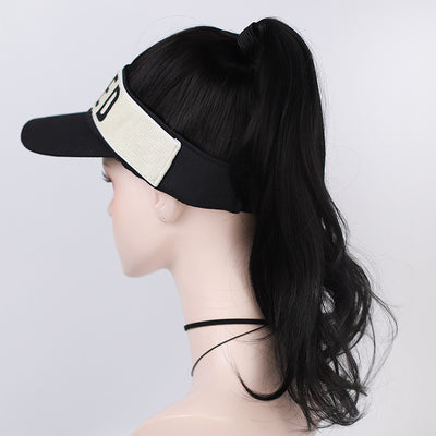 Peluca Larga Negra con Gorra de Béisbol Integrada - Estilo Red Net - Image 9