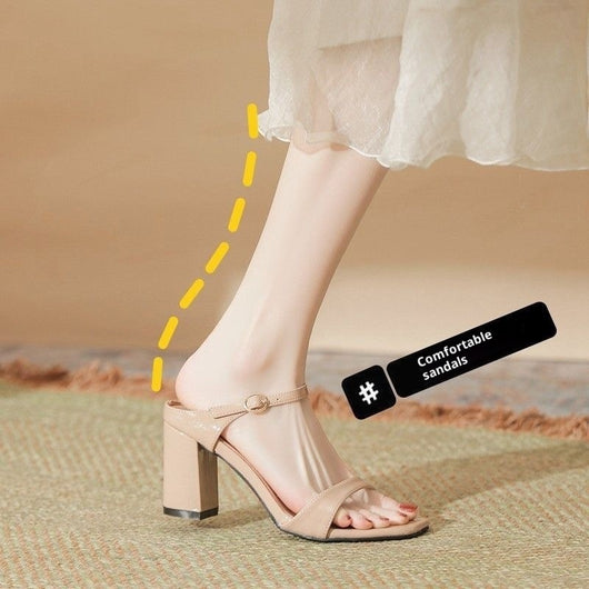 Sandalias de Tacón Grueso Estilo Europeo con Tira Trasera y Punta Abierta - Image 7