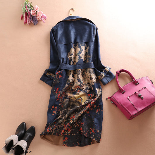 Abrigo Trinchera Plus Size Cuello de Ante Gamuza Terciopelo Manga Larga - Image 7