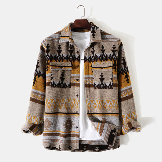 Chaqueta Estampada de Manga Larga con Solapa para Hombre - Image 8