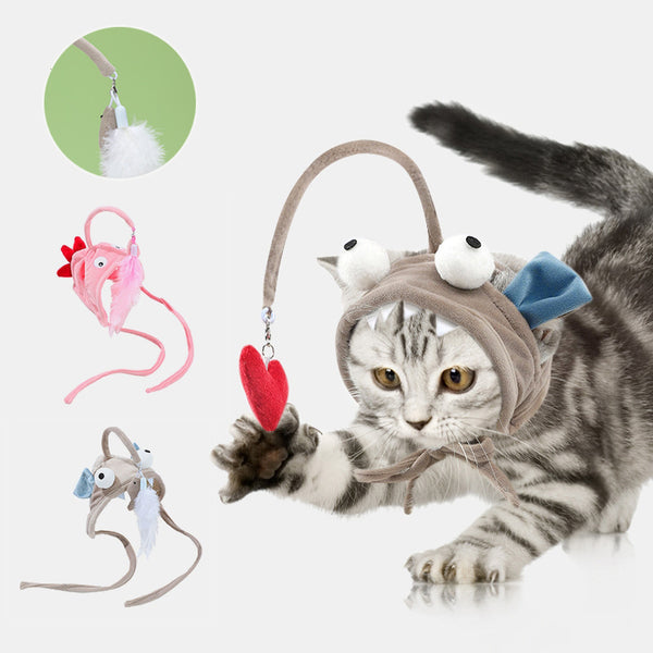 Juguete Interactivo para Gatos con Pluma y Varita - Gato de Ojos Grandes