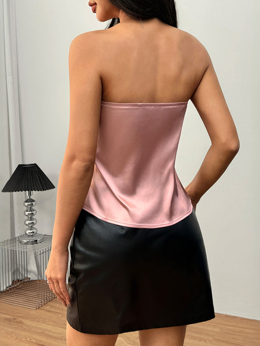Top Satinado sin Tirantes Escote Strapless Elegante - Image 9