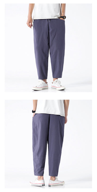 Pantalones Harem Cropped de Algodón y Lino Sueltos - Image 11