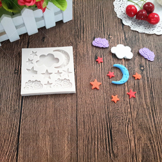 Molde de Silicona para Fondant con Diseños de Nube, Luna y Estrella - Image 10