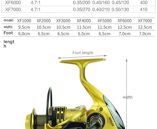 Carrete de Pesca XF1000-7000 Metálico para Caña Telescópica - Image 9