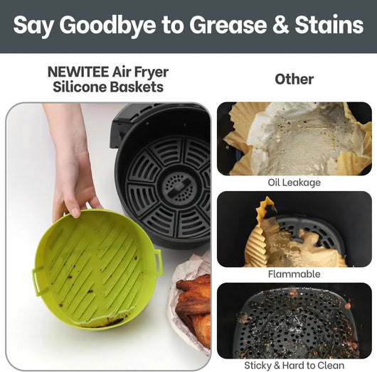 Air Fryer Silicone Liners 4 QT for Ninja AF101, 2 Pack BPA Free Platinum Air Fryer Basket Liners with Handle, round Ninja Reusable Fryer Accessories - Tekeno
