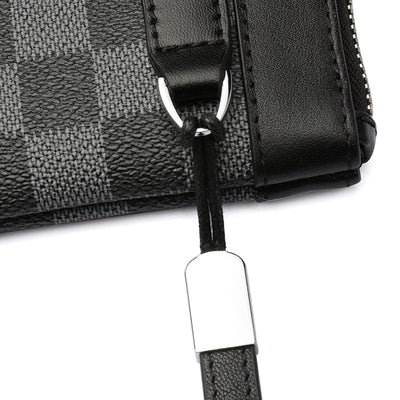 Billetera Clutch de Cuero Premium con Patrón Escocés - Image 4