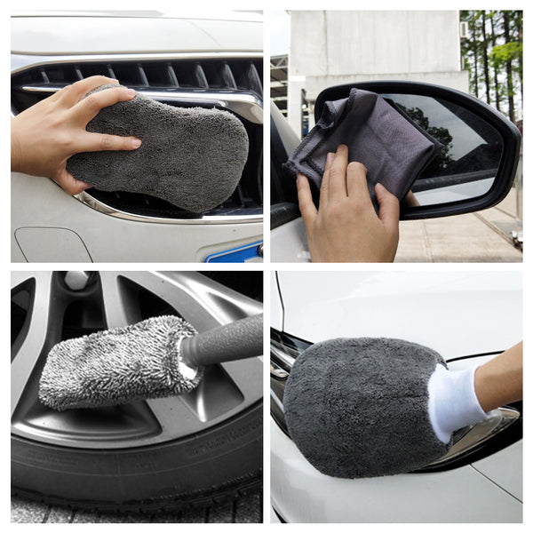 Kit Completo de Limpieza Automotriz 9 Piezas: Paños, Esponjas y Cepillos
