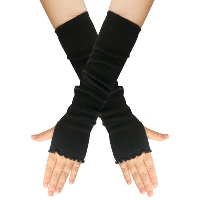Guantes Largos Cálidos con Diseño de Hoja de Loto en Color Sólido - Image 8