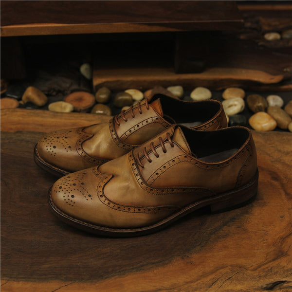 Zapatos de Cuero Artesanales Grabados Vintage para Hombre