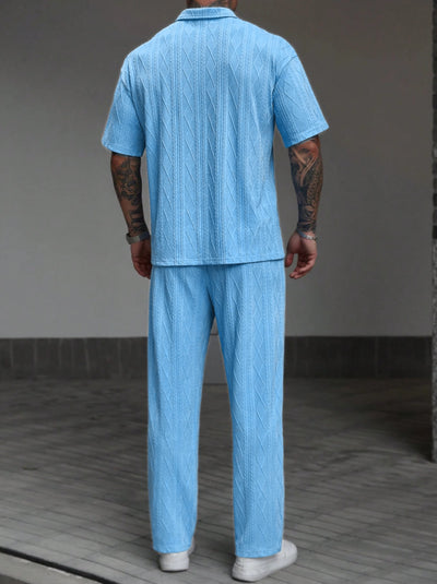 Conjunto Polo Jacquard Texturizado para Hombre - Pantalón Corto Casual dos Piezas - Image 23