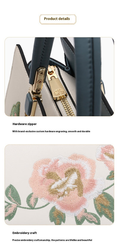 Bolso Diana de Cuero con Bordado de Peonía y Mariposa - Gran Capacidad - Image 20