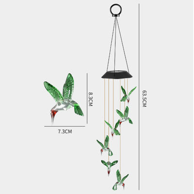 Lámpara Solar Decorativa con Carillón de Viento - Colibrí y Mariposa - Image 15
