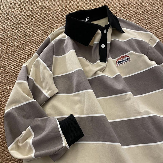 Sudadera con Capucha Vintage a Rayas Oversized para Parejas - Image 9