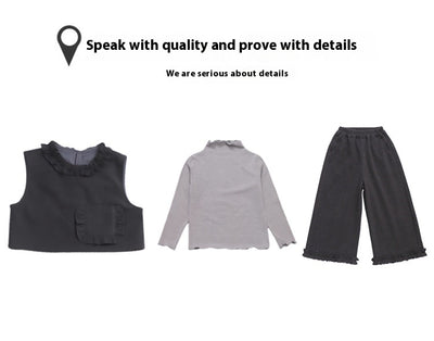Conjunto de Tres Piezas: Chaleco Stringy Selvedge Fashionable para Niñas - Image 26