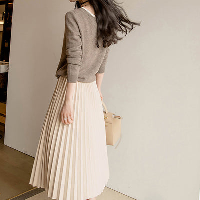 Falda Plisada A-línea Color Liso Versátil y Cómoda - Image 12