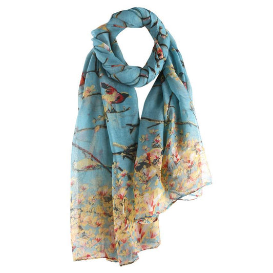 Pañuelo Estampado con Diseño de Ramas y Pájaros - Image 2