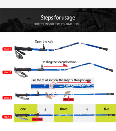 Bastones de Trekking Ultraligeros Ajustables 5 Secciones - Postes Anti Impacto - Image 11