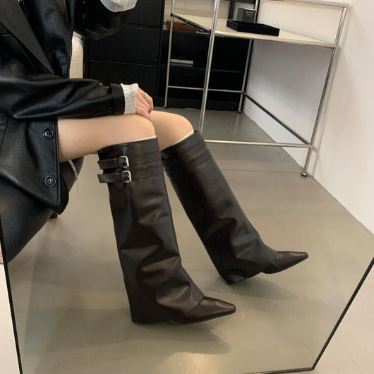 Botas de Moda Temperament Wild con Caña - Image 15