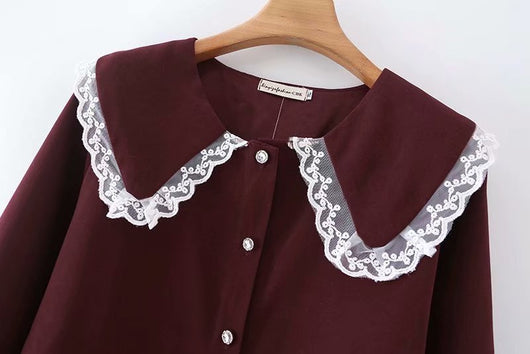 Blusa Casual de Cuello Babero Rejuvenecedora de Manga Larga Suelta - Image 18