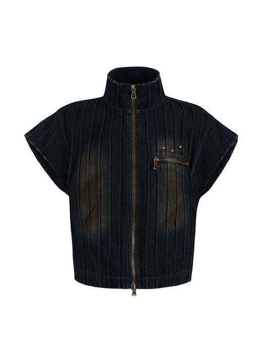 Chaleco Denim Sin Mangas para Hombre con Cuello Tipo Stand - Image 7