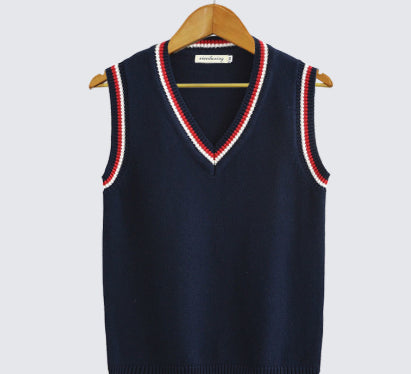 Chaleco de Punto Hombre Talla Grande Cuello V Rayas Estilo Universitario Oversized - Image 11