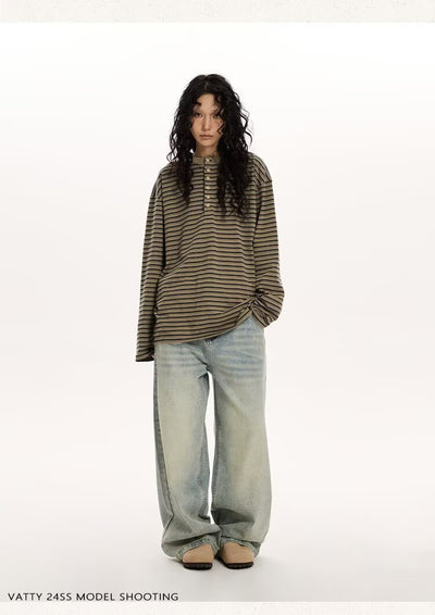 Blusa Casual de Algodón a Rayas con Manga Larga Suelta - Image 8