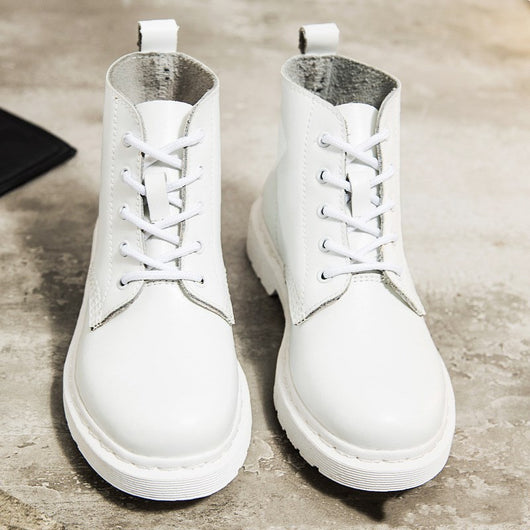 Botas Blancas Planas de Punta Redonda con Suela Antideslizante para Mujer - Image 7
