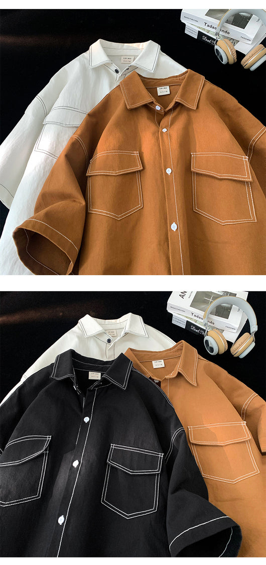 Camisa Retro de Manga Corta para Hombre - Estilo Casual - Image 9