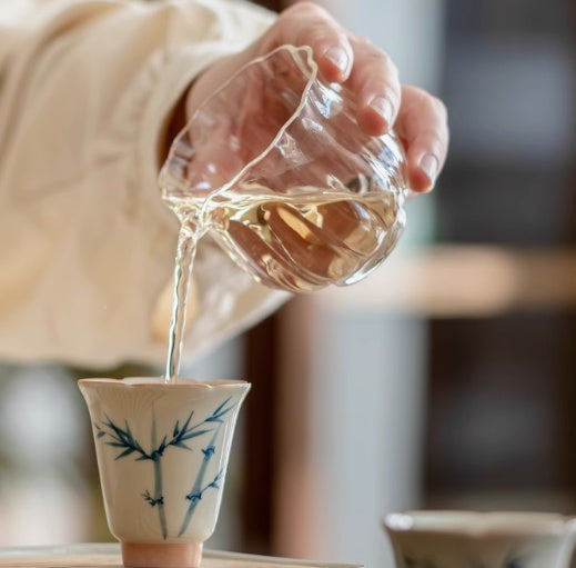 Juego de Té Gaiwan Porcelana Pintada a Mano con Diseño Bambú Azul - Image 13