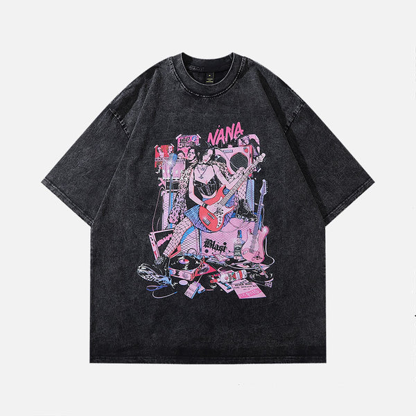Camiseta Vintage de Manga Corta Unisex con Estampado Clásico