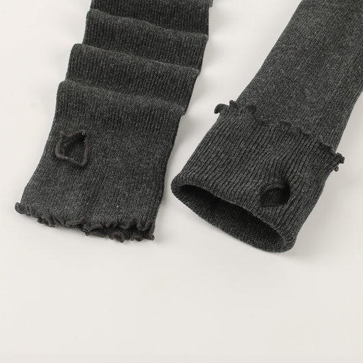 Guantes Largos Cálidos con Diseño de Hoja de Loto en Color Sólido - Image 7