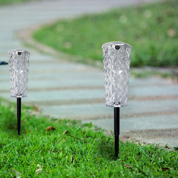 Solar Garden Lamp with Multicolored Pink Glass - Romantic LED Light