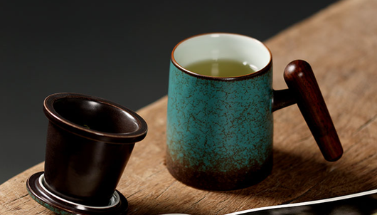 Taza Cerámica Japonesa con Tapa y Separador de Té - Image 11