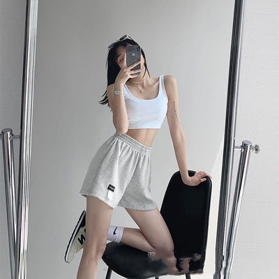 Shorts Deportivos de Cintura Alta con Letras y Cordón Ajustable para Mujer - Image 13