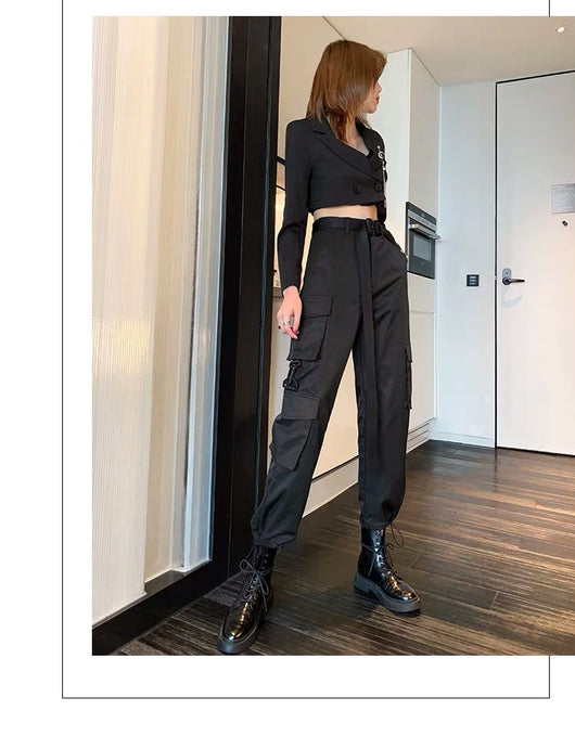 Pantalones Casuales Rectos de Cintura Alta con Cordón en Poliéster para Mujer - Image 10