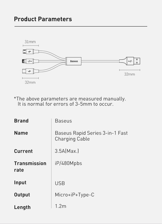 Cable 3 en 1 Carga Rápida - Lightning, Micro USB y USB-C Negro - Image 28