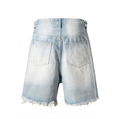 Shorts de Mezclilla Desgastados con Cortes y Detalles Felino - Image 2