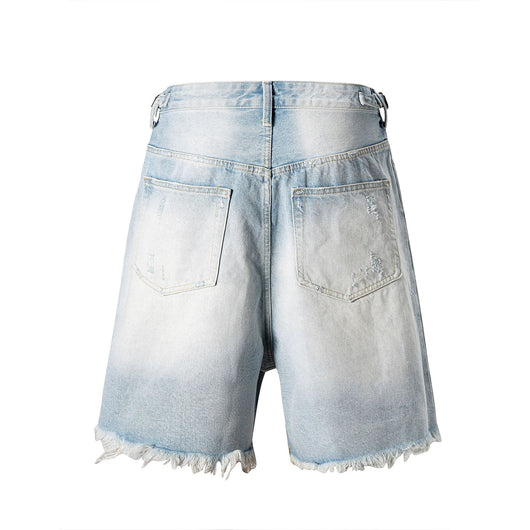 Shorts de Mezclilla Desgastados con Cortes y Detalles Felino - Image 2