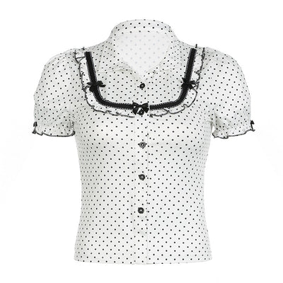 Blusa Estilo Francés con Moño y Lunares - Image 6