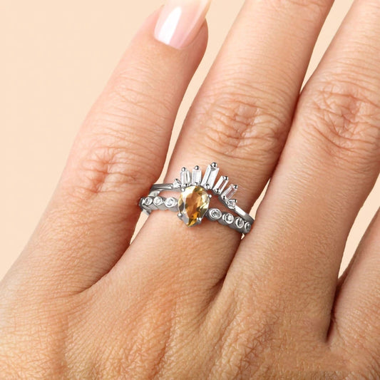 Anillo de Fluorita Doble Diseño Exclusivo para Mujer