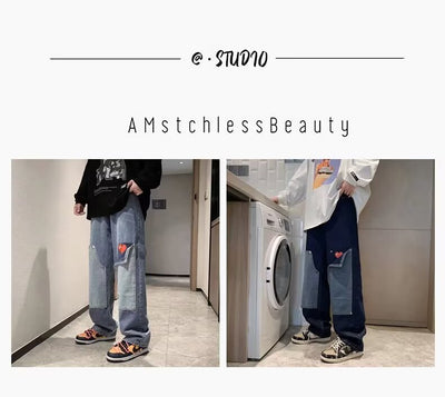 Jeans Vintage Americano con Parches para Hombre - Estilo Trendy - Image 12