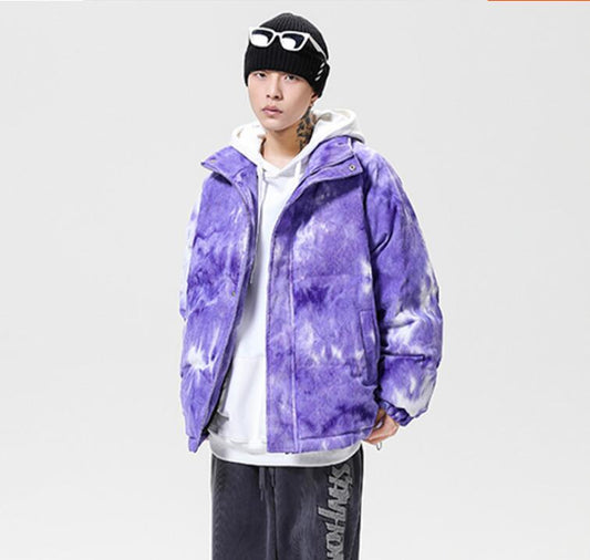 Abrigo de Invierno Tie-dye en Pana de Algodón para Hombre