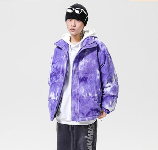 Abrigo de Invierno Tie-dye en Pana de Algodón para Hombre
