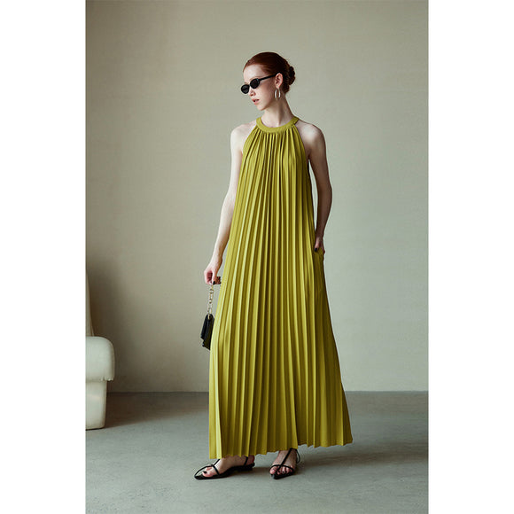 Vestido Halter Plisado Elegante para Festividades