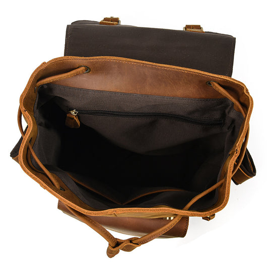 Mochila Retro Unisex de Cuero Crazy Horse - Estilo Vintage Duradero - Image 8